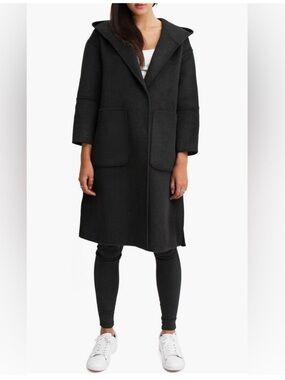 NWT Belle & Bloom Women's Black Walk This Way Wool Blend Oversized Hooded Coat M
